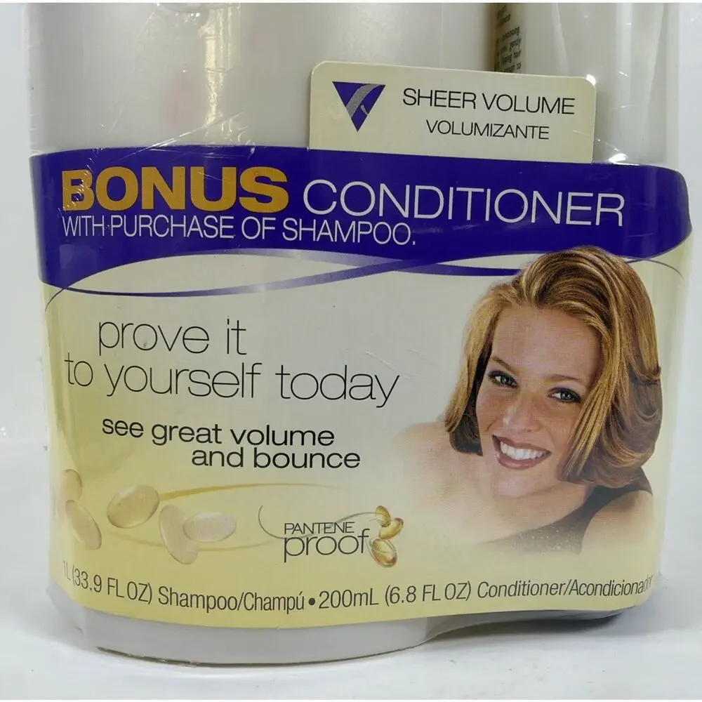 Pantene Pro-V Shampoo 33.9 Fl Oz Sheer Volume Volumizante 6.8 Fl Oz Conditioner